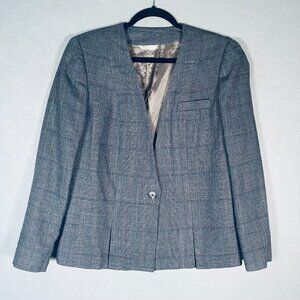 Vintage Tweed Blazer Womens 6 Gray Wool Houndstooth Preppy Academia Heritage